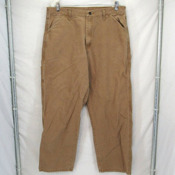 Rustler Men's Brown Carpenter Pocket Work Jeans Mid Rise Straight Leg 36X30 - Picture 1 of 10